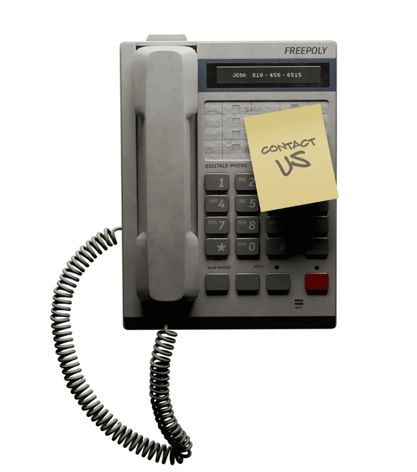 Vintage telephone with Contact Us sticky note